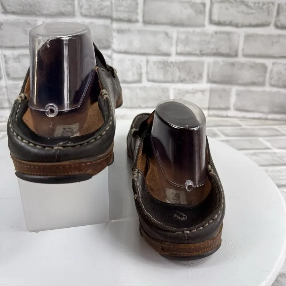 Olukai Moloa Men’s Size 9 Slip On Dark Brown Leather Casual Comfort Shoes